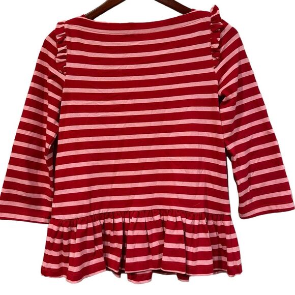 - Pink and Red Stripe Ruffle Kate Spade Knit Top, XS - Picture 2 of 6